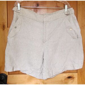 Athleta Voyager 100% Linen Sz 16‎ Beige Shorts Minimalist Quiet Luxury Resort XL